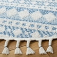 thumbnail image 3 of SAFAVIEH Moroccan Tassel Fallon Southwestern Shag Area Rug, Ivory/Light Blue, 6'7" x 6'7" Round, 3 of 8