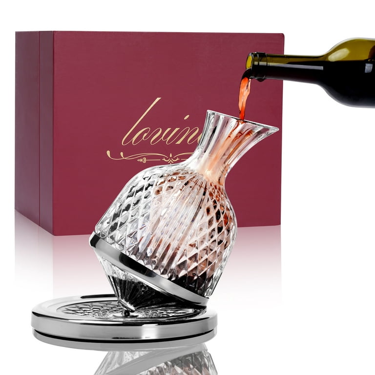 Luxury Tumbler Wine Decanter 360 Rotating Hand-Carved Diamond