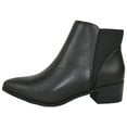 thumbnail image 2 of CityClassified Women Ankle Boots Elastic Sides Slip-On Booties Block Heel Pointed Toe JOCELYN-S Black PU 8.5, 2 of 3