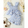 thumbnail image 3 of Biezeib 2Pcs Baby Girl Summer Outfits Ruffle Sleeveless Daisy Print Tank Tops + Shorts Set Newborn Clothes, 3 of 6
