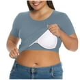 thumbnail image 3 of Plus Size Women Top with Built-in Bra Crew Neck Short Sleeve T-shirt Casual Loose Tunic Blouses Cotton Shirts, 3 of 5