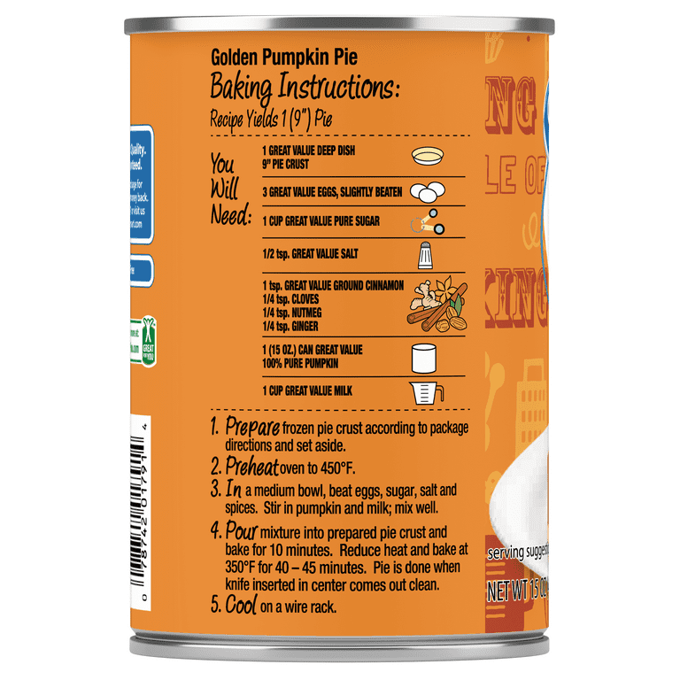 Great Value 100% Pure Pumpkin, 15 oz