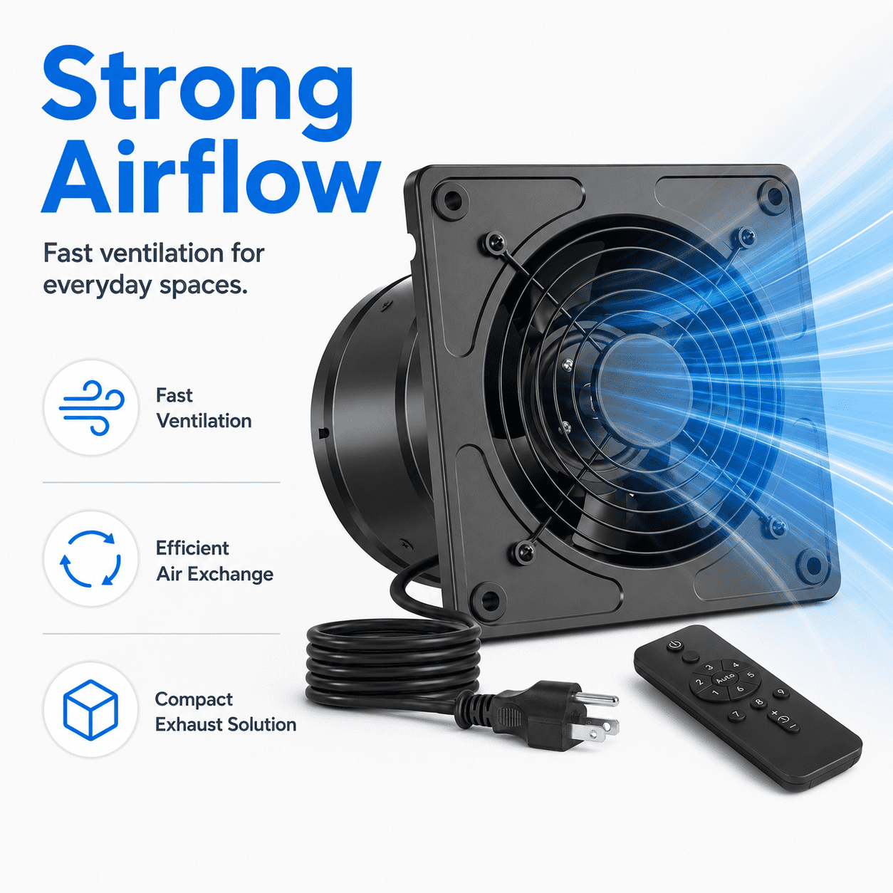 AIDEL 6 Inch Kitchen Exhaust Fan with Remote Control, 9-Speed EC Motor Inline Ventilation Fan with Timer, Low Noise Air Extractor for Kitchen, Bathroom, Attic and Indoor Venting