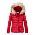 thumbnail image 6 of Brnmxoke Womens Lightweight Puffer Jacket,2023 Winter Coats for Women Warm Quilted Bubble Padded Hood Coat with Faux Fur Collar, 6 of 6