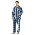 thumbnail image 6 of GLOBAL Men's Long Sleeve Plain Weave Pajama Set Cotton Sleepwear Comfy Loungewear Fresh Blue Plaid XL, 6 of 7