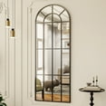 thumbnail image 3 of BEAUTYPEAK 69"x 25" Arched Full Length Mirror Windowpane Mirror Wall-Mounted,Black, 3 of 6