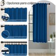 thumbnail image 2 of Lino Cortinas Blackout 100% Opacas, Bolsillo para Barra/Pestaña Trasera, para Recámara y Ventana de Sala, 2 Paneles (Azul, 106.6 x 160 cm), 2 of 12
