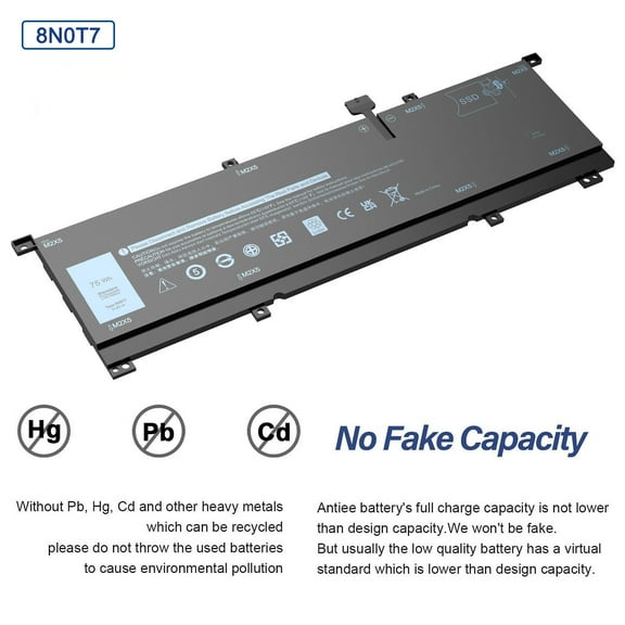 New 75Wh For Dell 8N0T7 Battery XPS 15 9575 P73F Precision 5530 2-in-1 0TMFYT