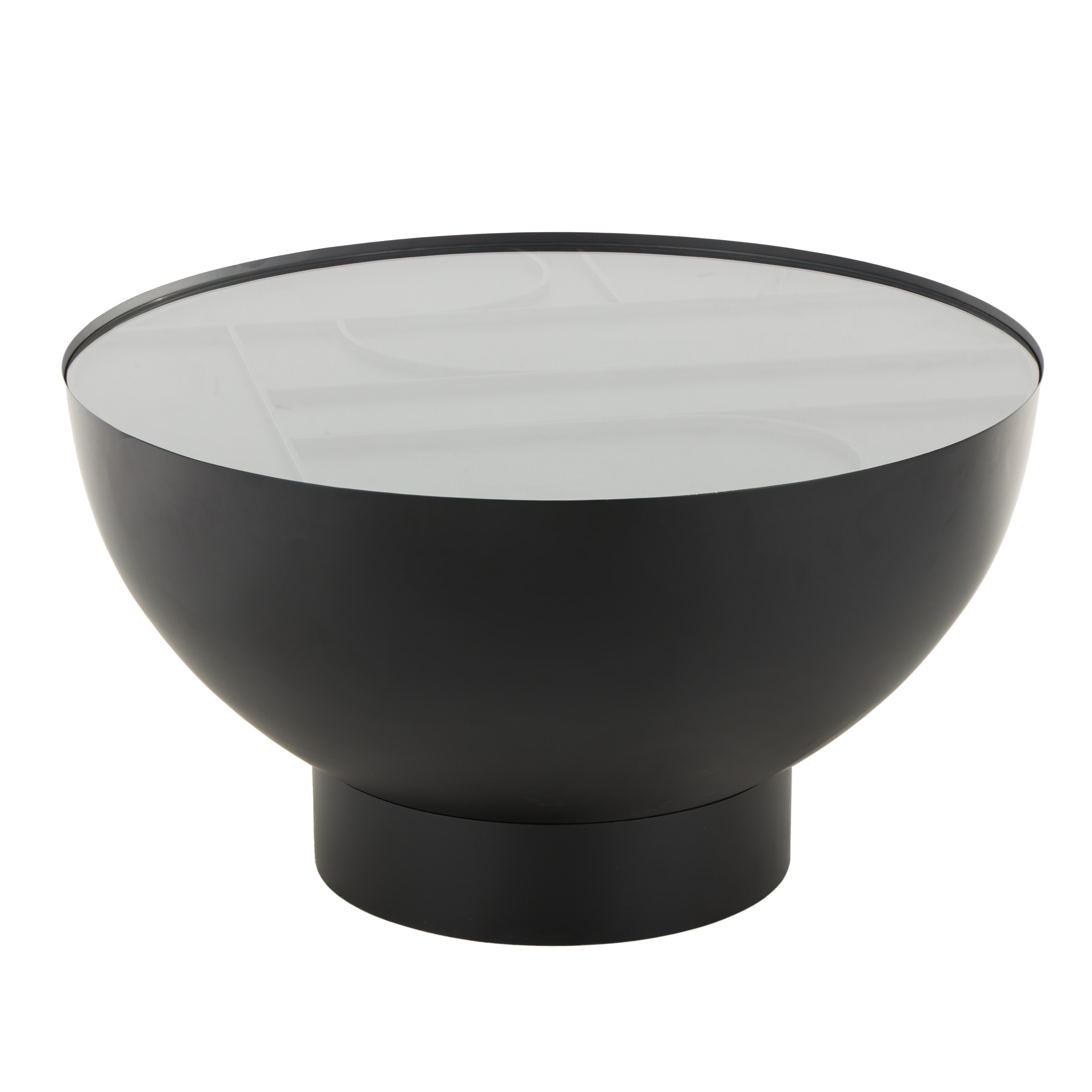 DecMode 32" x 18" Black Metal Geometric Coffee Table with Glass Tabletop and Elevated Base, 1-Piece