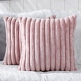 thumbnail image 5 of Pack of 2 Zstar Faux PlushThrow Pillow Covers Striped Soft Pillowcase Cushion Covers for Couch Bedroom 12x20inch Pink, 5 of 5