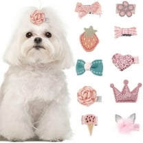 10Pcs Dog Hair Clips Crown Hair Pins Puppy Hair Bows Small Puppy Hair Clips with Iron Finding Dog Grooming Hair Accessories for Small Medium Dog Cat Pets Hair -10Styles