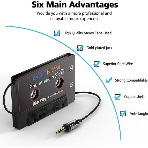 Universal Cassette Bluetooth 5.0 Audio Car Tape Aux Stereo Adapter with Mic  for Phone MP3 AUX Cable CD Player 