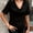 Black, variant on Women's Summer Short Sleeve Top Cowl Neck, Slim Fit, Elegant Casual T-Shirt for Daily Wear, S