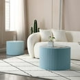 thumbnail image 4 of Nesting Coffee Table Set of 2, Matte Bule Round Wooden Coffee Tables, Modern Luxury Side Tables Accent End Table for Living Room Apartment, 4 of 8