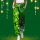 thumbnail image 3 of Pantalones deportivos Gibobby Pantalones largos sueltos informales con estampado de St. Day para mujer holgado a la moda Verde S, 3 of 4