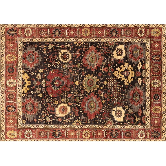 Ahgly Company Indoor Rectangle Oriental Brown Industrial Area Rugs, 7' x 9'