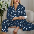 thumbnail image 6 of Salouo Question Marks Pattern Women's Pajamas Set Long Sleeve Button Down Sleepwear Soft Pj Lounge Sets for women 2 Piece Pjs Set with Long Pants-XX-Large, 6 of 7