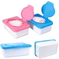 thumbnail image 2 of 2PCS Baby Wipe Dispenser with Lid Tissue Case, Tissue Storage Box Keeps Baby Wipes Fresh and Safe Napkin Storage Box (Pink & Blue), 2 of 7