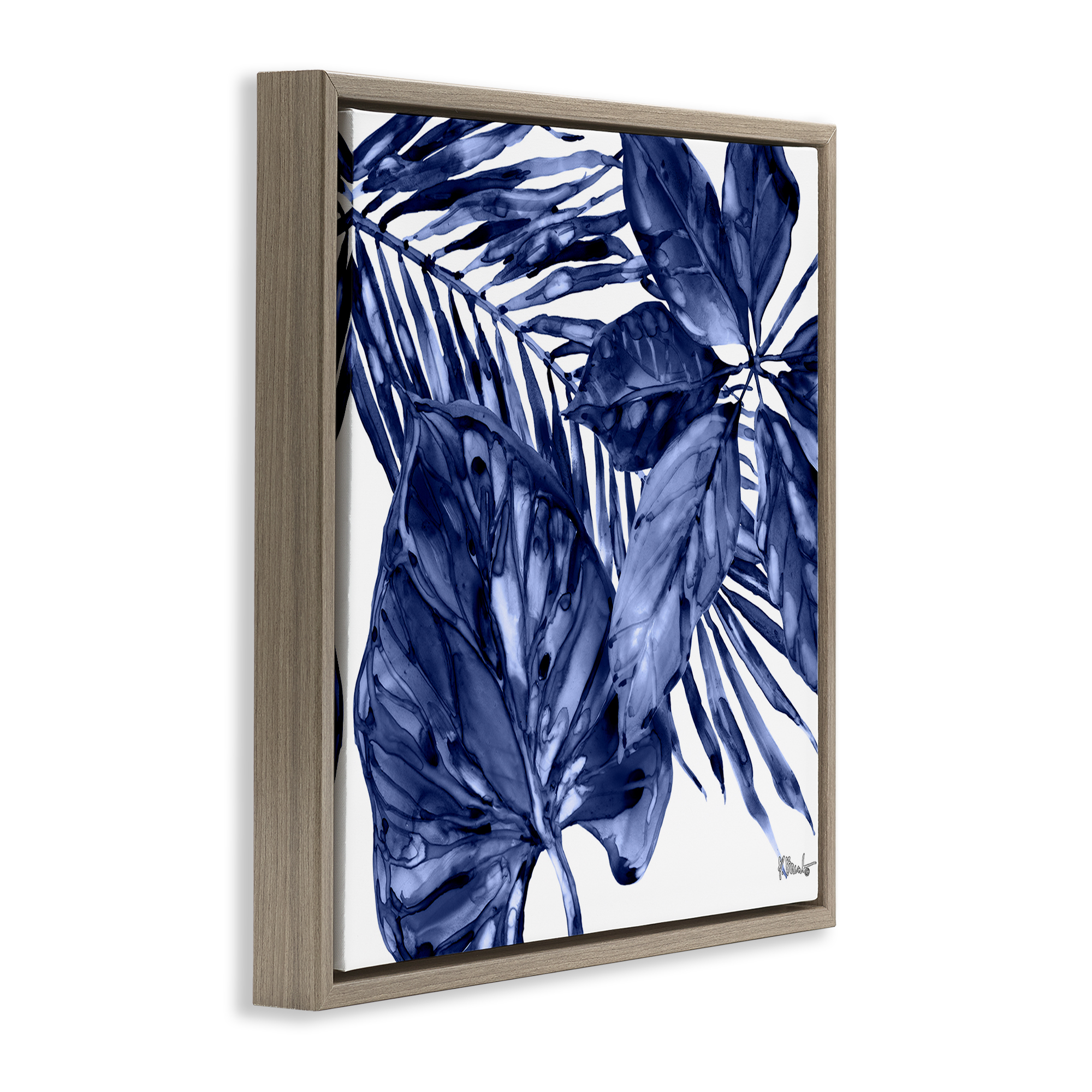 Stupell Industries Hued Plant Fronds Botanical & Floral Painting Brown Floater Framed Canvas Art Print Wall Art, 25 x 25
