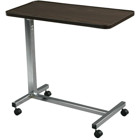 Split Top Overbed Table - Drive Medical Non Tilt Top Overbed Table, Chrome