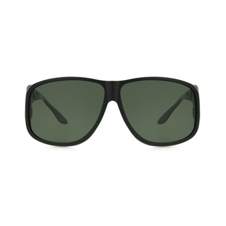 Polar Optics Fashion Unisex FO-001 MBLK GRY Protective Fits Over Sunlgasses Black