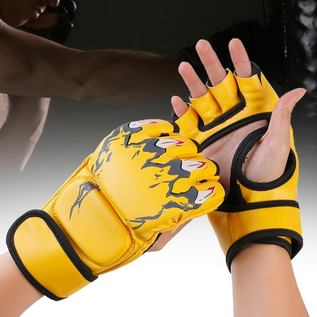Guantes de Boxeo Mma perfecl Protector Transpirable Duraderos Medio Garra de Tigre Amarillo