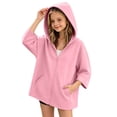 thumbnail image 2 of Xaqiouau Girls Hooded Zip Up Jacket Casual Cape Hoodie Long Sleeve Lightweight Outerwear Solid Color Coat Back To School Daily Wear Girls Clothes, 2 of 6