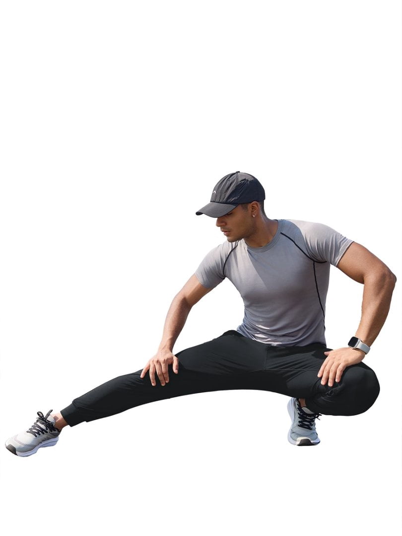 Youclos Mens Lightweight Knit Joggers - Zipper Pockets Drawstring Waist Athletic Pants for Running Gym