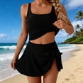 thumbnail image 2 of RYRJJ Tankini Swimsuit for Women Tummy Control Two Piece Bathing Suit Tank Top with Side Knot Swim Skirt High Waisted Swimwear(Black,L), 2 of 6