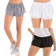 thumbnail image 3 of Pantalones cortos deportivos 2 en 1 para mujer, cintura elástica, cordón, bolsillo, color sólido, 3 of 8