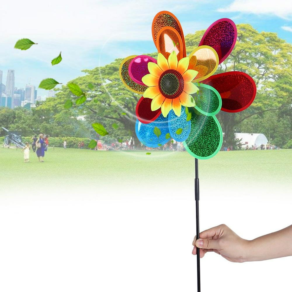 OTVIAP Colorful Decorative Plastic Flower Windmill Toy Garden Lawn