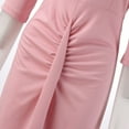 thumbnail image 6 of Sngxgn Women's V Neck Swing Ruffle Long Sleeve Mini Dress(Pink,L), 6 of 7