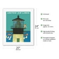 thumbnail image 2 of Lighthouse and Sailboats - United Air Lines - Vintage Airline Travel Poster by Stan Galli c.1960s - Fine Art Rolled Canvas Print 16in x 20in, 2 of 4