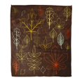 thumbnail image 1 of NUDECOR Throw Blanket Warm Cozy Print Flannel Collection of Outlined Colorful Autumn Leaves on Brown Fall Contours Comfortable Soft for Bed Sofa and Couch 50x60 Inches, 1 of 1