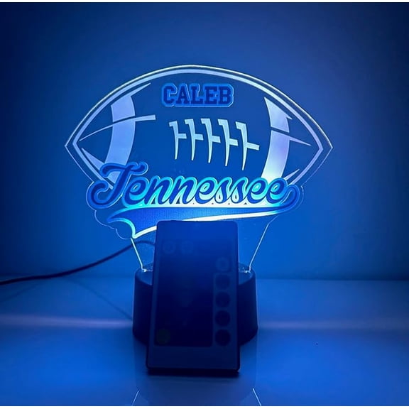 American Football Sports Fan Team Sports Themed Ball Lamp Night Light LED Personalized Free Name Room Man Cave Decor 16 Colors & Remote, Made in America! (Tennessee)