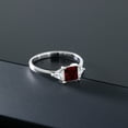 thumbnail image 5 of Gem Stone King 10K White Gold Red Garnet and White Moissanite 3 Stone Engagement Ring for Women (1.24 Cttw, January Birthstone, Princess Center 5MM, Trillion 3.5MM, Size 9), 5 of 5