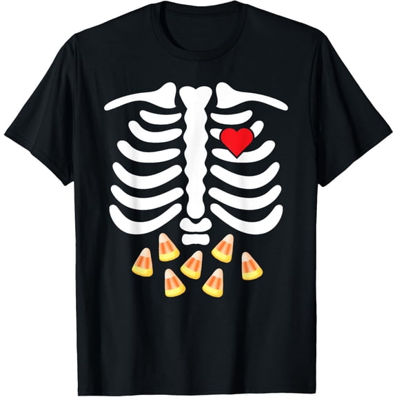 Halloween Skeleton Junk Food Belly Candy Corn T Shirt