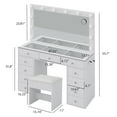 thumbnail image 3 of White Vanity Desk with Illuminated Mirror & Power Outlet, 11 Drawers Vanity Table with Chair, Makeup Vanity with 12 LED Lights, Tempered Glass Top, Dressing Table for Bedroom,Dressing Room, 3 of 7