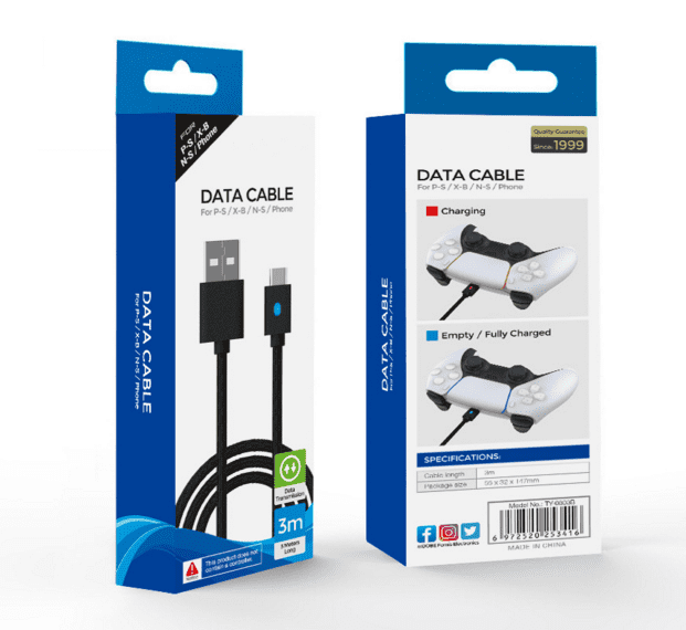 10ft Charger Cable for PS5 DualSense and Xbox Series XS Controller, USB Type C Fast Charging