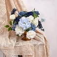 thumbnail image 4 of 3X Fake Dusty Blue Peony Flowers Combo for DIY Wedding Bridal Bouquets Centerpieces Home Decorations, 4 of 9