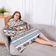 thumbnail image 5 of Oversized Wearable Blanket Hoodie,Brown Geometric Striped Pattern Sherpa Blanket Hoodie with Super Pockets,Super Warm Fuzzy Pullover for Women & Men, 5 of 6