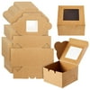 25-Pack Mini Cake Boxes with Window - Individual Cupcake Packaging Containers for Bundt Cakes, Cookies, Baked Goods, Donut, Pie (Kraft Paper Material, 4x4x2.5 In)