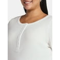 thumbnail image 4 of Terra & Sky Women’s Plus Thermal Henley Top with Long Sleeves, Size 0X-5X, 4 of 5