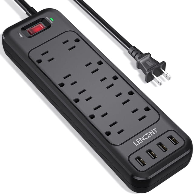 Regleta LENCENT de 2 a 3 clavijas con protector contra sobretensiones