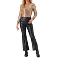thumbnail image 2 of INSPIRE CHIC Blusa de lentejuelas doradas con escote redondo y mangas largas para fiesta, 2 of 5