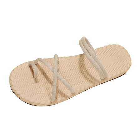 

Youmylove Women Slide Slippers Fashion Summer Simple Solid Color Set Toe Large Comfortable Non-Slip Flat Sandals Comfort Cozy Leisure Daily Walking