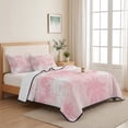 thumbnail image 5 of Quilts Twin XL Size, Tropical Palm Tree Soft Comforter Bedding Set for Bed, Pink White Plants Coastal Leaf Beach Lightweight Quilted Bedspread with Pillow Cover(2 Pieces) for All Season, 68x98 Inch, 5 of 9