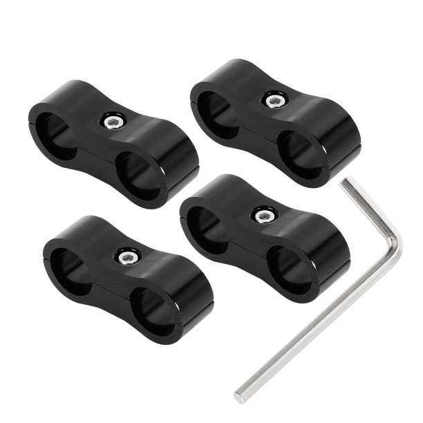 4Piezas Negro AN6 14mm Manguera Separador Abrazadera Adaptador Con Llave Para Coche