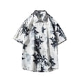 thumbnail image 1 of Mens Camisas de Manga Corta Rayas Zip-Up Solapa Deportes Top, Casual Camisa de Manga Corta para Hombres, 1 of 8