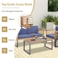 thumbnail image 6 of Costway 4pcs Patio Acacia Wood Chair Table Loveseat Cushioned Furniture Set Outdoor Navy, 6 of 9